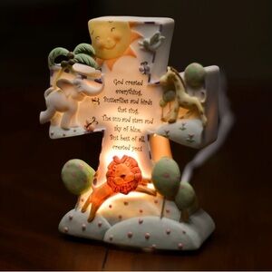 Roman Inc God Created Everything Night Light Cross Animals Nursery nightlight